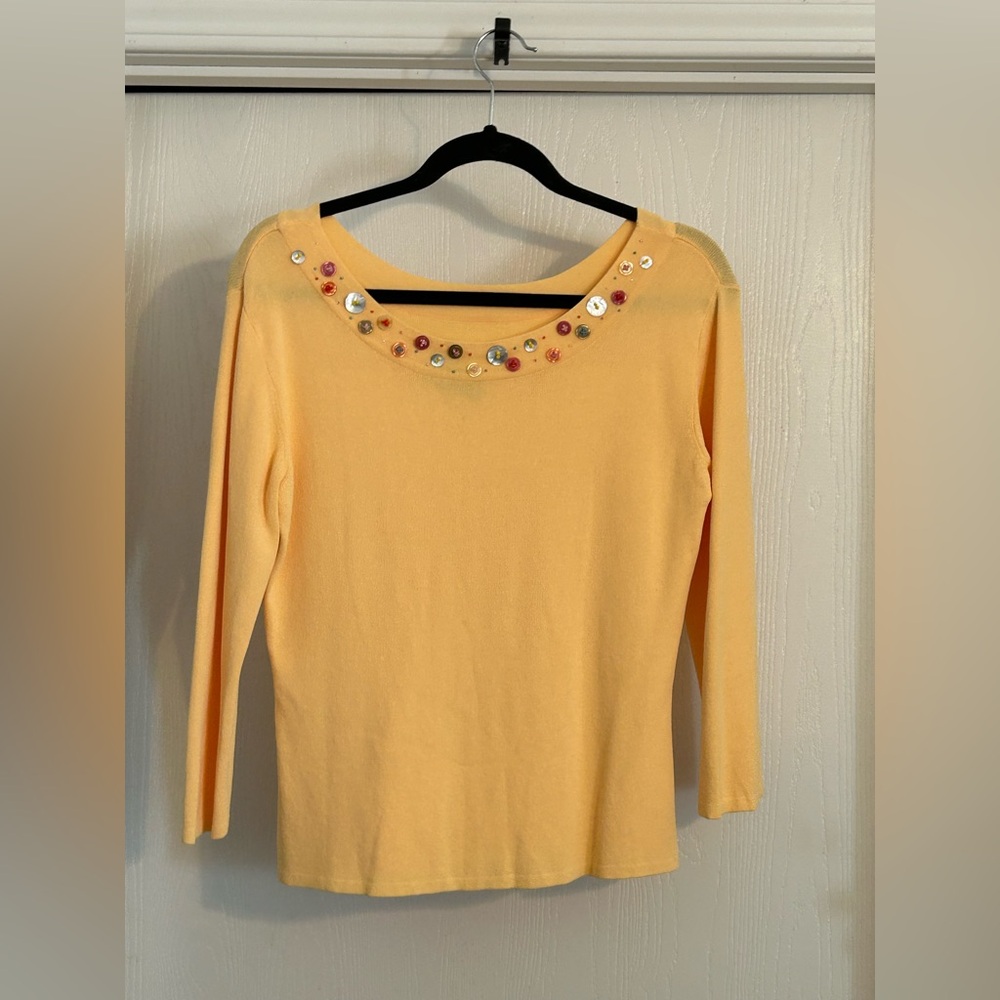 ST. Anthony | Embellished Yellow Women's Top | Size Large